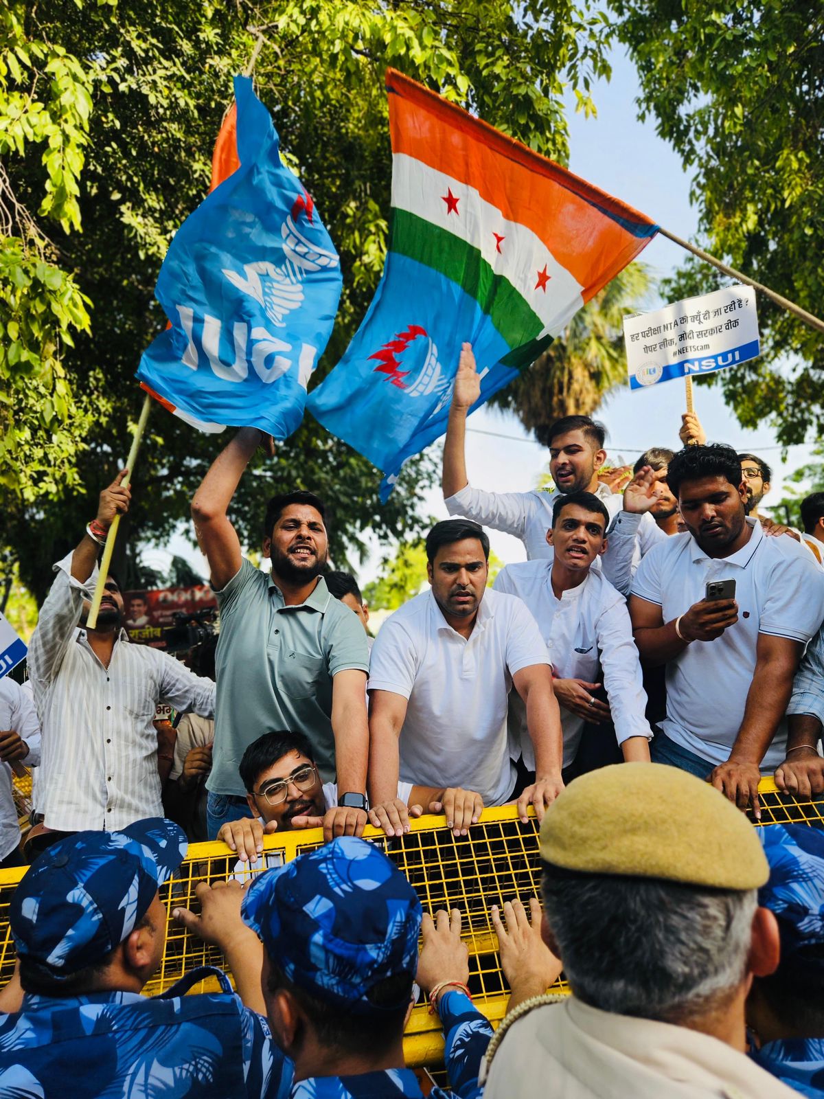 NSUI Organizes Protest with NEET Students